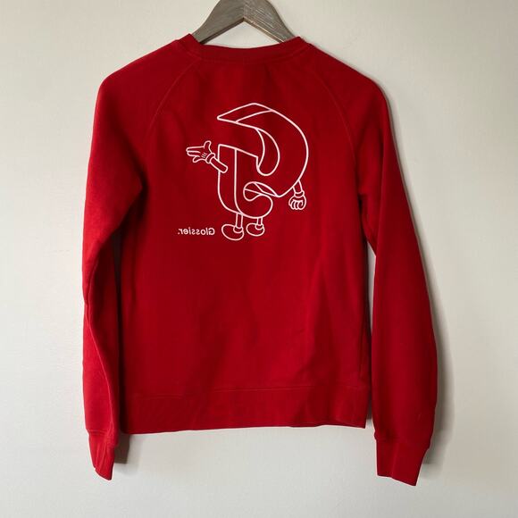 GLOSSIER Red G Pal Graphic Limited Edition Cozy Crewneck Pullover Sweatshirt XS - Picture 10 of 12